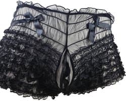 BamBella ® - Boxer short - Onesize - Sexy Erotische - Zwart Dun kant panty gaas stof Ondergoed