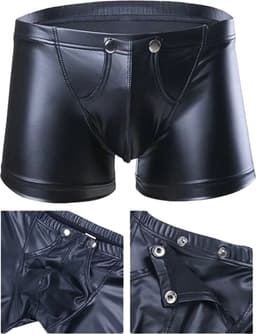 LekkerStout PU Lederen Boxershort - Open Kruis - Zwart - Sexy Herenondergoed | L | ( LS154 ) — thumbnail 2