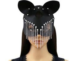 Erotische BDSM Masker Kat - Inclusief sexy kettingen - One size - Verstelbaar - PU Leder - Oogmasker - Gezicht bondage