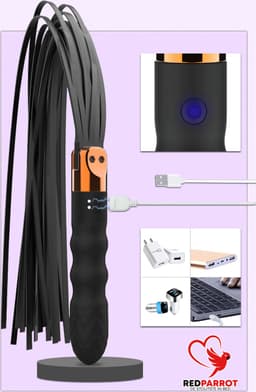 Dildo vibrator met zweep - BDSM - 10 standen - USB — thumbnail 3