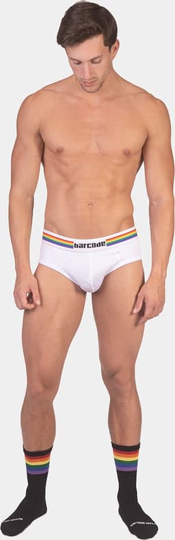 Barcode Berlin Backless Brief Pride White - MAAT S - Erotisch Heren Ondergoed - Slip voor Man - Sexy mannen Slip — thumbnail 2