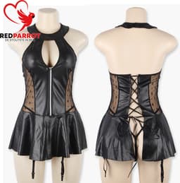 Latex wetlook jurk plus size - Erotisch - Semi-transparant - Rok - Rits — thumbnail 4