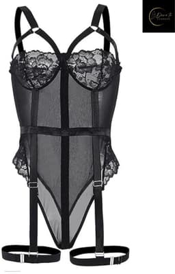 Sexy Lingerie Body – Sexy Lingerie Dames – Classy zwart & Kant – Erotische Lingerie – Bodysuit – Strapless Lingerie – Jarretelset – Lingerieset – Kinky – Erotische Body – Shapewear Corset – Strappy Harness Details – Lingerie Top – Maat S, M, L, XL — thumbnail 5