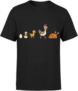 Merkloos - Erotisch Shirt - Evolutie Kippenprint - Zwart - Maat M — thumbnail 1