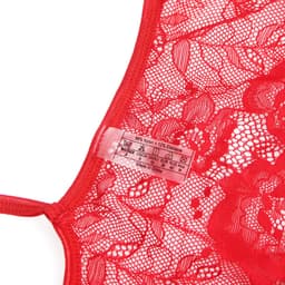 Sexy Lingerie - Erotische Rode Glamour Body Kant met Decolleté - Stras steentjes - Open Kruis - Sexy Teddy - Erotiek - Valentijnsdag - Kleur Rood - Maat M — thumbnail 4