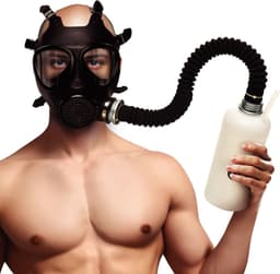 XR Brands - Inhaler Gas Masker Met Fles - Zwart & Wit — thumbnail 4