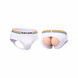 Barcode Berlin Backless Brief Pride White - MAAT XL - Erotisch Heren Ondergoed - Slip voor Man - Sexy mannen Slip — thumbnail 1