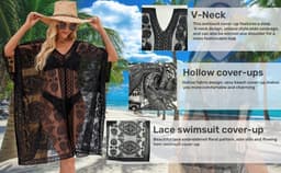 Sexy Elegante Kant Kimono Strand Cover-up voor Dames, Badpak Cover-up, Zwemkleding Omslagdoek voor Vakantie, — thumbnail 2