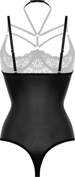 Christine le Duc - Wetlook Body met Open Kruis en Cup - Lingerie Erotisch - Gemma - Zwart — thumbnail 7