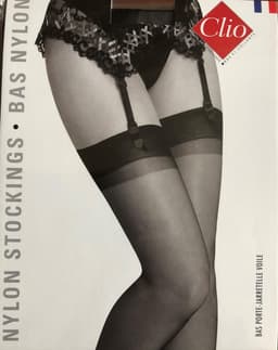 Clio Kousen - Jarretel Kousen - Kousen - Erotische kousen - Glad Boord - 100% Nylon - 15 Den. - T5 - XL- Zwart — thumbnail 3