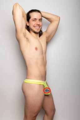 SUKREW Sheer Low-rise Thong Acid Yellow - MAAT S - Erotisch Heren Ondergoed - String voor Man - Sexy mannen String — thumbnail 2