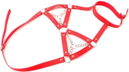 Daity – Women's Faux Leather Harness Punk Gothic Metal Chain Tassel Body Caged Lock Bra Strap – BDSM Extreme voor Mannen en Vrouwen – Bondage – Sex Toys Koppels – Zwart — thumbnail 3