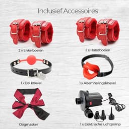 Sex Kussen - 6 Accessoires - Inclusief Seksspeeltjes - Inclusief Elektrische Pomp - Opblaasbaar Seks Kussen - Seks Meubel - BDSM Speelgoed - PVC met Zacht Fluweelcoating - Zwart/Rood - Discreet Verzonden — thumbnail 2