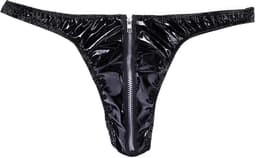 Heren Slip met Rits - Latex Look - String Zwart - Sexy Design - Mannen String - Ondergoed Maat XL — thumbnail 3