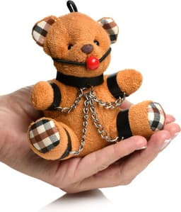 XR Brands AH118 - Gagged Teddy Bear Keychain - Brown — thumbnail 3