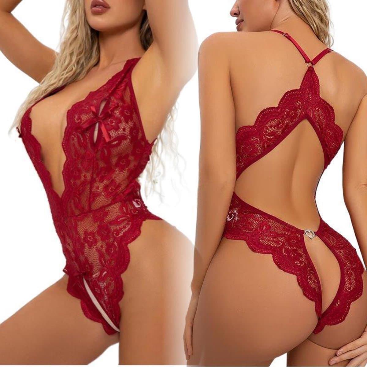 L - Diepe V-hals lingerie Geschikt Voor dames - Verstelbaar bodysuit - Dames ondergoed - Sexy - Sexy Bondage Bodysuit Geschikt Voor Vrouwen - Harnas jurk - Lingerie Accessoire - rood — afbeelding 1