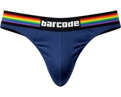 Barcode Berlin Pride Thong Navy - MAAT S - Erotisch Heren Ondergoed - String voor Man - Sexy mannen String