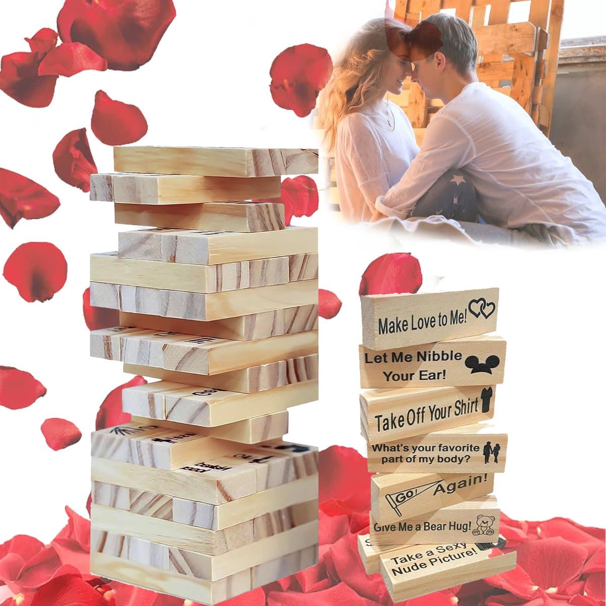 Vitdipy - Koppel Spel - 48 Stuks - Jenga voor Volwassenen - Romantisch - Erotiek - Intiem en Speels - Sex Game — afbeelding 1