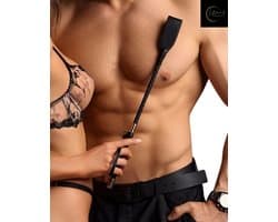 Luxe Zwarte Zweep – Midnight Authority – Erotisch Speelgoed voor Koppels | BDSM Whip met Gouden Details – Sexy Fetish Accessoire – Kinky Dominatrix Accessoire – 45 cm | Dare to Undress