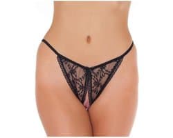Amorable - Erotische String - Sexy Tanga Slipje Met Open Kruis - Zwart - One Size