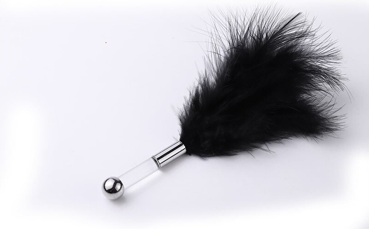 Kietel veer - Kietelaar - Erotiek - Kietelen - Teasen - Flirten - Zwart/Zilver - Strelen - Veer - Pluim - BDSM — afbeelding 1