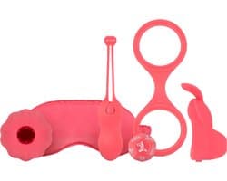 Erotische Geschenkset - Seksspeeltje - Koppels - Erotiek - Masturbator Sleeve - Oogmasker - Vinger Vibrator - Dobbelstenen - Handboeien - Vibrerende Kegelballen - Unisex - Roze - FeelzToys - You & Me