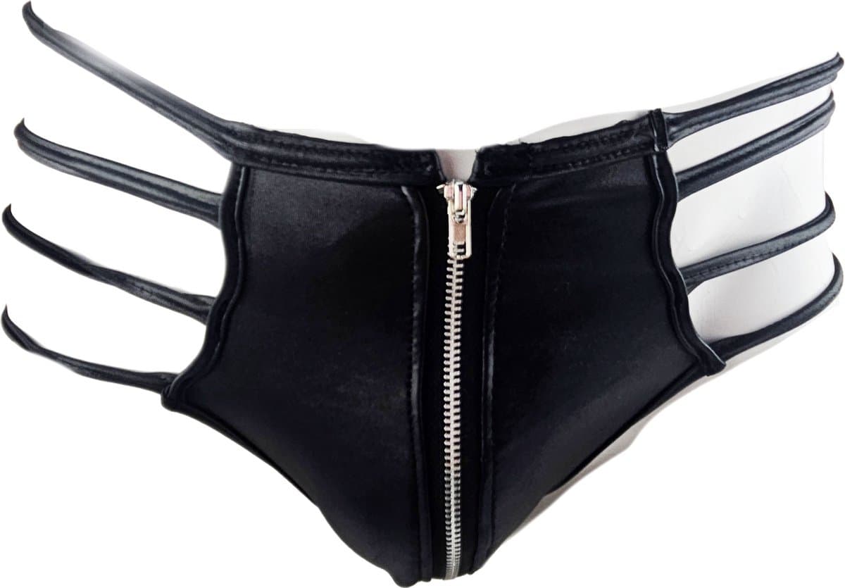 BamBella ® - String - Maat L/XL Zwart SM kleding BDSM met rits erotische heren kleding ondergoed lingerie onderbroek zwart — afbeelding 1