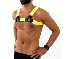 Kiotos - Elastisch Borstharnas - Tuigje - Riemenbody - Geel - Maat S/M