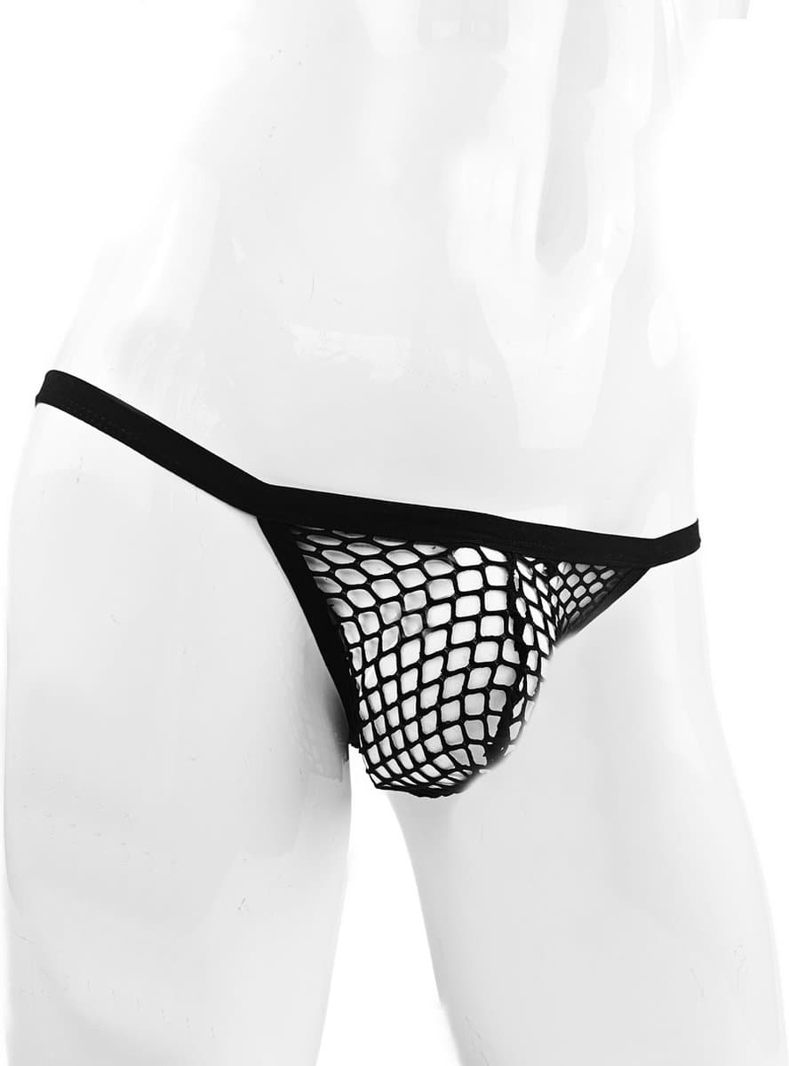 BamBella® String -S/M - kant voor mannen Erotische Sexy Lingerie Heren Zwart mannen ondergoed slip doorzichtig — afbeelding 1