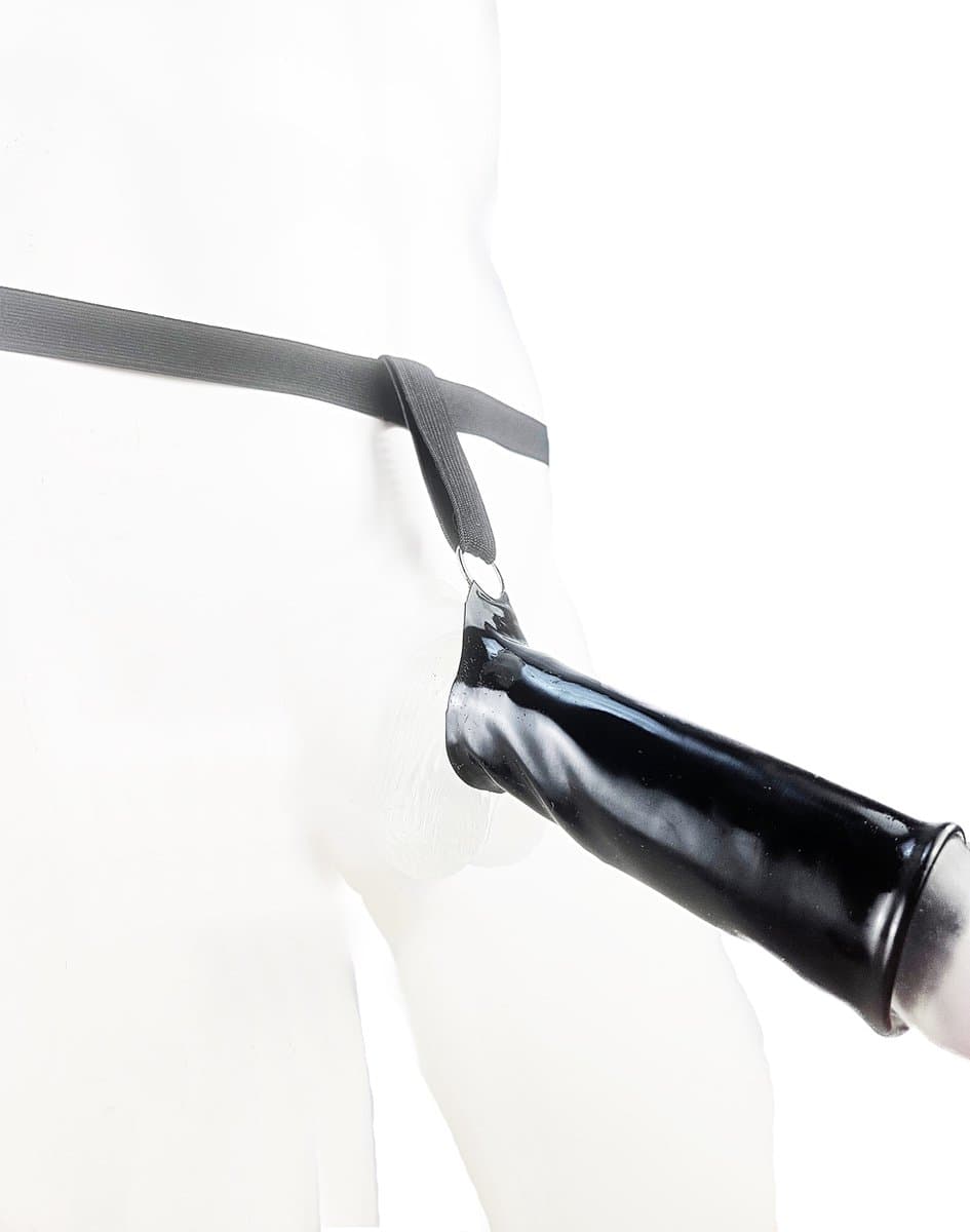 BNDGx® - 100% LATEX open kruis broek penis sleeve bondage slip - Maat XS - Zwart BDSM sexy glans BDSM Rubber Fetish SM erotische ondergoed — afbeelding 1