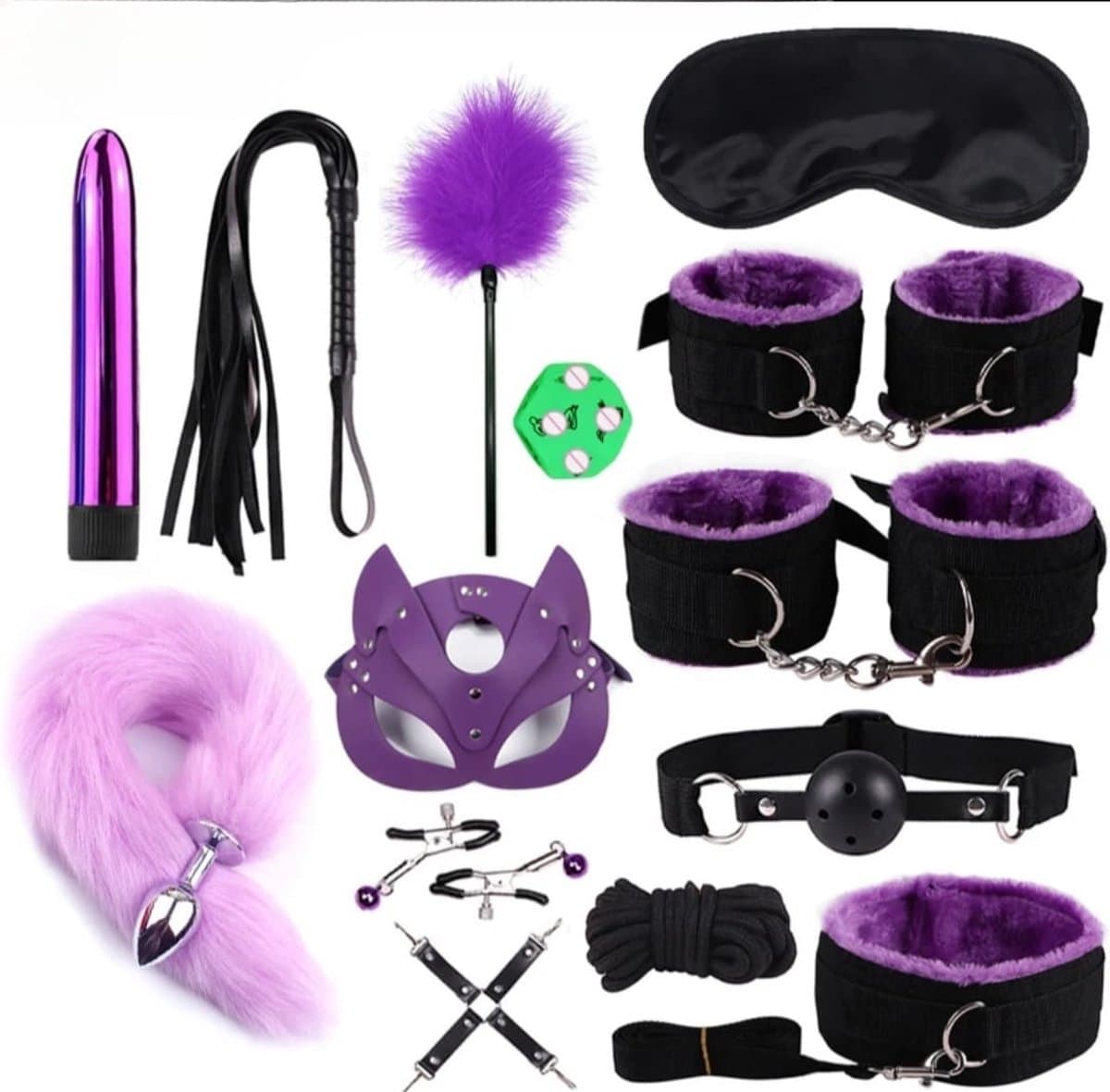 BDSM sex set - Paars - 14 stuks - Sex toys - Erotisch spel - Sex set - Rollespel - Sex toys voor koppels — afbeelding 1