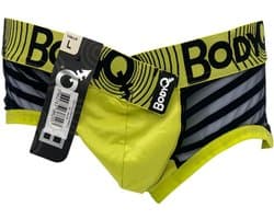 BodyQ Sexy Heren Boxershort – Geel met Net Zwart – Erotische Herenlingerie – Maat L