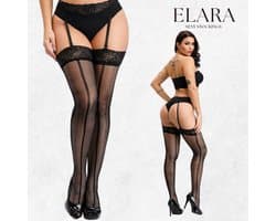 Elara Novalie – Sexy Jarretel Gordel met Kousen – 2-Delige Lingerieset – Verleidelijke Netkousen met Kant – S t/m XL – Dames Lingerie