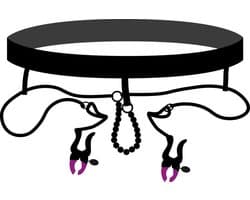 Bad Kitty – Spreiding Slipje met Klemmen voor Schaamlippen en Stimulus Kralen voor Clitoris - Zwart