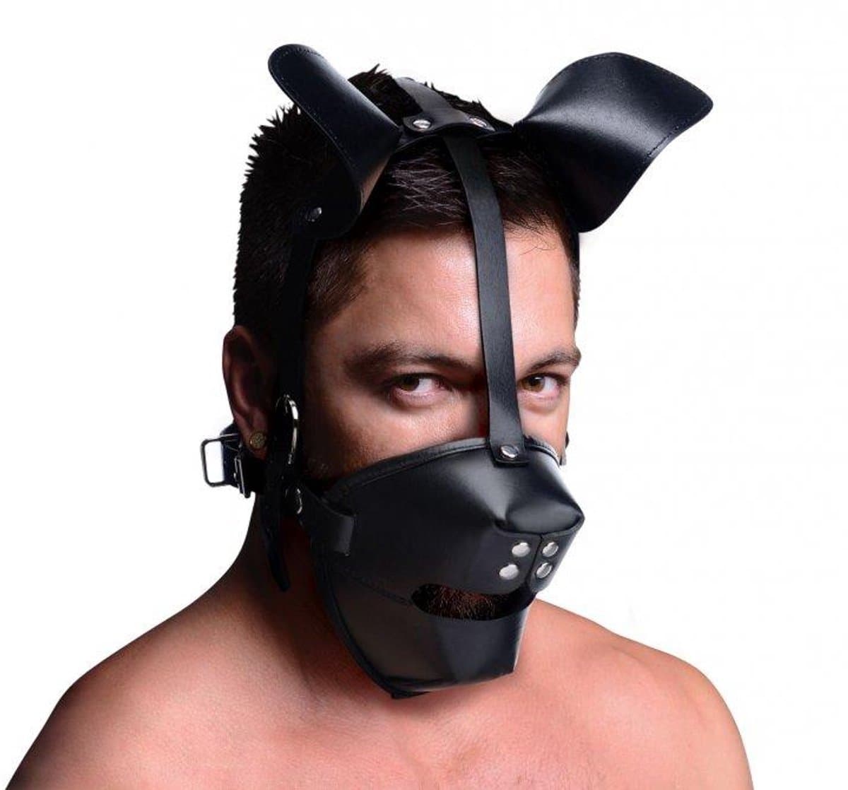 Puppy Play Masker Met Ballgag - Zwart — afbeelding 1