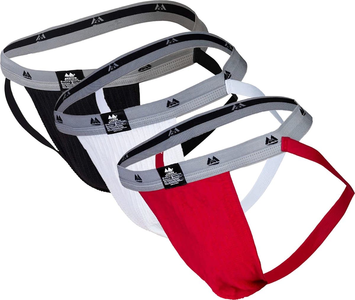 MM Sports The Original Swimmer/Jogger Jockstrap 1 inch Multipack 1x Black + 1x White + 1x Red - MAAT XL - Heren Ondergoed - Jockstrap voor Man - Mannen Jock — afbeelding 1