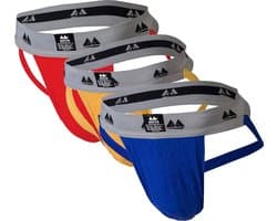 MM Sports Original Edition Swimmer/Jogger Jockstrap 2 inch Multipack 1x Red + 1x Yellow + 1x Blue - MAAT XL - Heren Ondergoed - Jockstrap voor Man - Mannen Jock