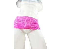 BamBella® Slip Roze open kruis kant voor mannen - S/M - doorzichtig Erotische onderbroek Sexy Lingerie Heren - Zwart mannen ondergoed slip