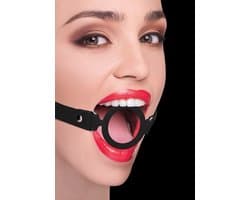 Silicone Ring Gag - With Leather Straps - Black