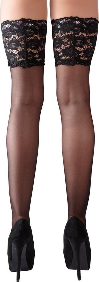 Cottelli Collection ‚Äì Zelf Dragende Kousen met Kanten Rand voor Sexy Look ‚Äì Maat XL ‚Äì Zwart — afbeelding 1