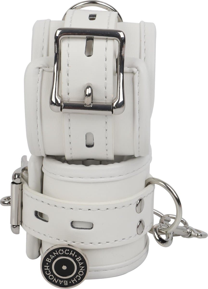 Banoch | handboeien van pu leer gevoerd - wit - bondage — afbeelding 1