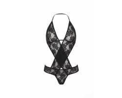 Okado Zwarte Lingerie Set One Size – Sexy Charme Lingerieset met Kant Look – Beugelloze BH Look – Verleidelijke Dames Lingerie – Valentijn Cadeau voor Haar