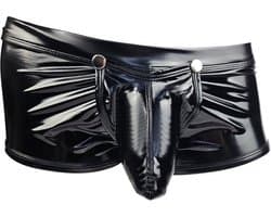 BamBella ® - Boxer short Maat L Datex Zwart (Latex en stof SM kleding BDSM kruisloos erotische heren kleding