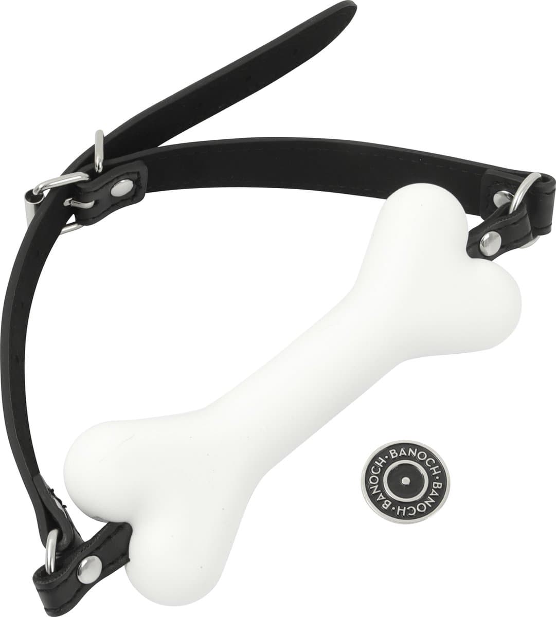 Banoch - Mouthgag bone - siliconen gag bot - honden bot wit - puppy play — afbeelding 1