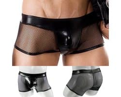 Boxer-Gaas-Ademend-Kort model-Latex-Heren-Sexy-Erotisch-Mannen-Zwart