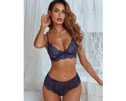 Sexy Lace 2 Piece Lingerie Set Blue - Hoogwaardige kwaliteit - Spannend voor koppels - Sexy lingerie - Sex speeltjes - Sex toys - Erotiek - Bondage - Open Crotch - Sexspelletjes voor mannen en vrouwen - Sexy body - Seksspeeltjes - SM