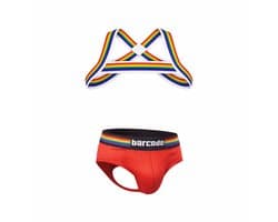 Barcode Berlin Multipack 1x Backless Brief Pride Red + 1x Pride Harness White - MAAT XL - Erotisch Heren Ondergoed - Slip voor Man - Sexy mannen Slip