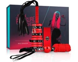 LoveBoxxx Secret Pleasure Chest Red Dragon – Bondage Sex Toys voor Mannen en Vrouwen – 7-delige BDSM Set – Bondage Set Geschikt voor Beginners – Rood