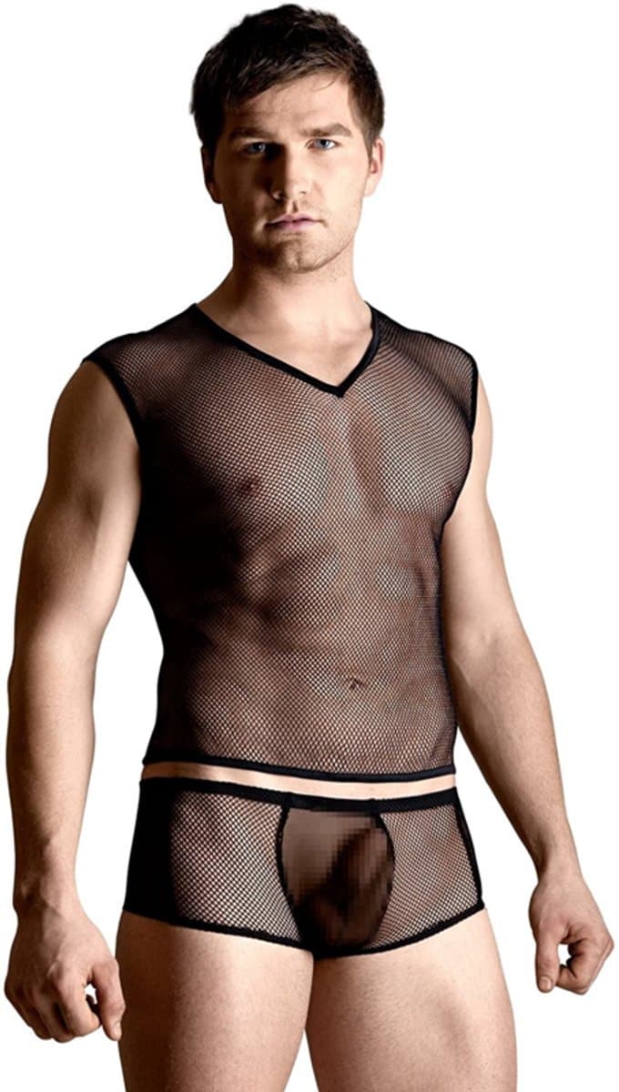 SoftLine Collection visnet heren set: shirt en slip zwart XL — afbeelding 1