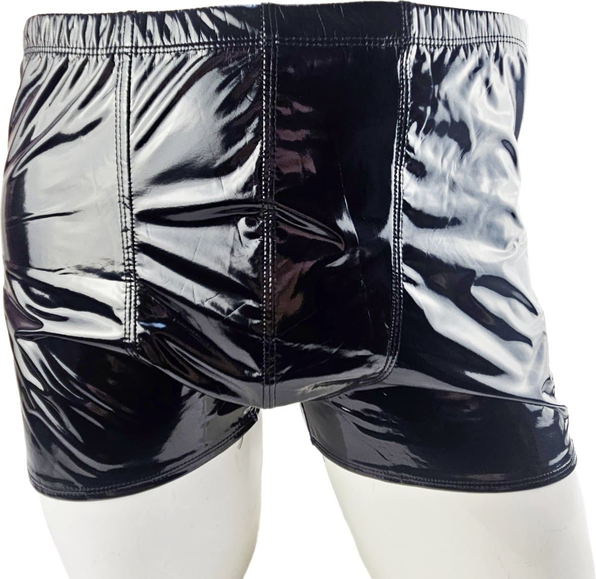 BamBella ® - Boxer short Maat S/M Datex Zwart (Latex en stof SM kleding BDSM erotische heren kleding ondergoed lingerie onderbroek zwart — afbeelding 1